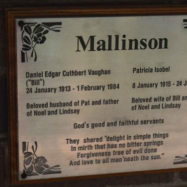 MALLINSON Daniel Cuthbert Vaughan 1913-1984 &amp; Patricia Isobel 1915-1999