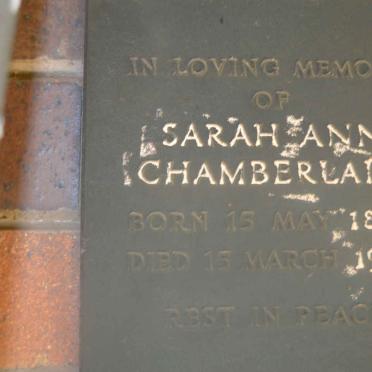 CHAMBERLAIN Sarah Ann 1884-1963