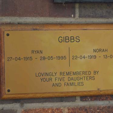GIBBS Ryan 1915-1995 &amp; Norah 1919-2003