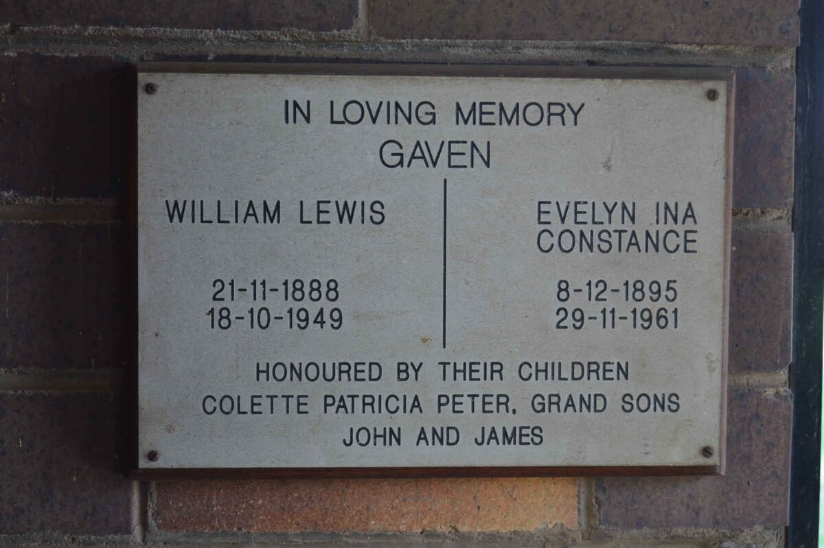 GAVEN William Lewis 1888-1949 &amp; Evelyn Ina Constance 1895-1961