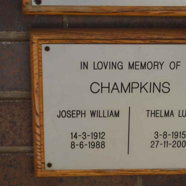 CHAMPKINS Joseph William 1912-1988 &amp; Thelma Lucy 1915-2001