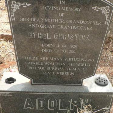 ADOLPH Ethel Christina 1929-2001