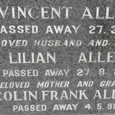 ALLEN Vincent -1968 &amp; Lilian -1980 :: ALLEN Colin Frank -1998