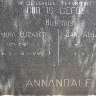 ANNANDALE Jan Abraham 1894-1978 &amp; Johanna Elizabeth SMITH 1899-