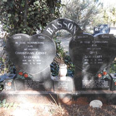 BASSON Christiaan Ernst Stefanus 1938-1994 &amp; Dina Gertruida 1941-2003