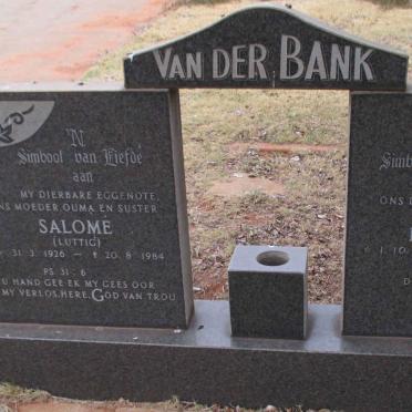 BANK Leonard, van der 1918- &amp; Salomé LUTTIG 1926-1984