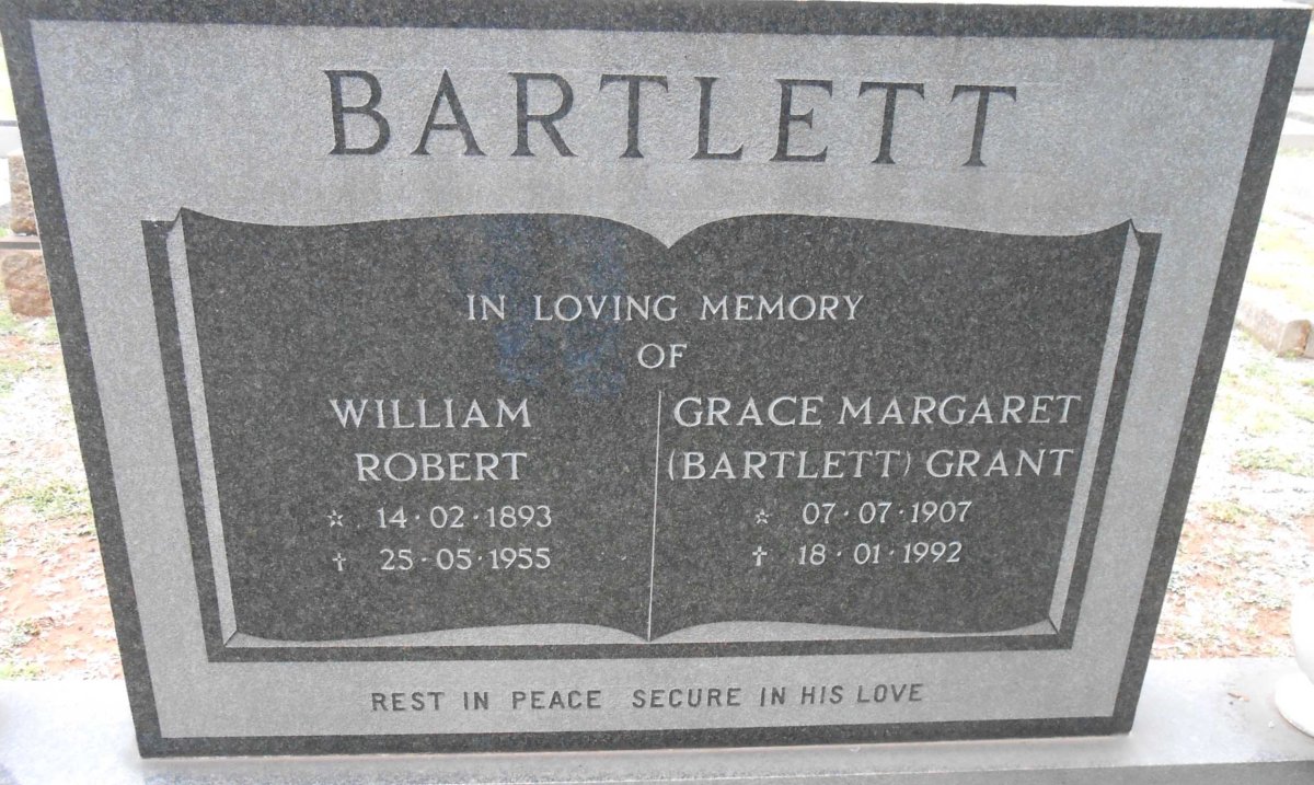 BARTLETT William Robert 1893-1955 &amp; Grace Margaret GRANT 1907-1992