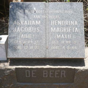BEER Abraham Jacobus, de 1912-1972 &amp; Hendrina Magrieta 1913-1984
