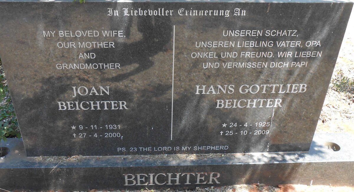 BEICHTER Hans Gottlieb 1925-2009 &amp; Joan 1931-2000