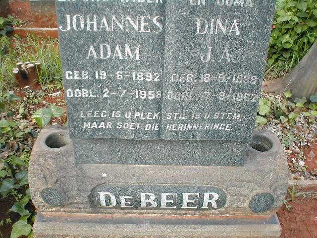 BEER Johannes Adam, de 1892-1958 &amp; Dina J.A. 1898-1962