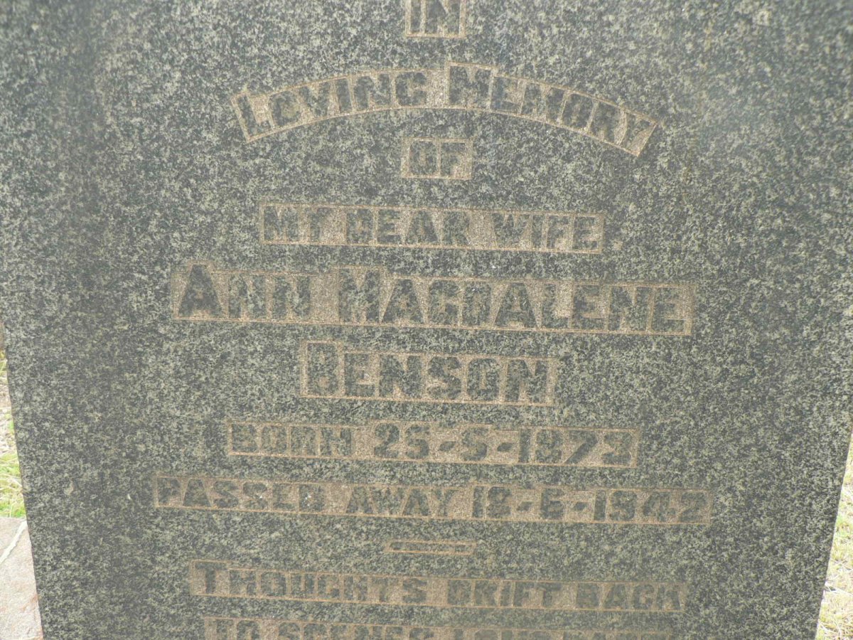 BENSON Ann Magdalene 1873-1942