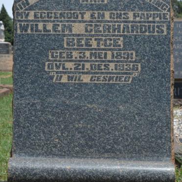 BEETGE Willem Gerhardus 1891-1936