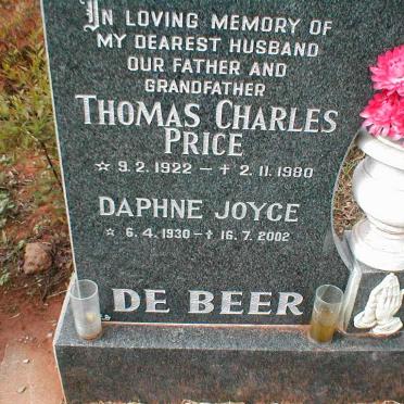 BEER Thomas Charles Price, de 1922-1980 &amp; Daphne Joyce 1930-2002