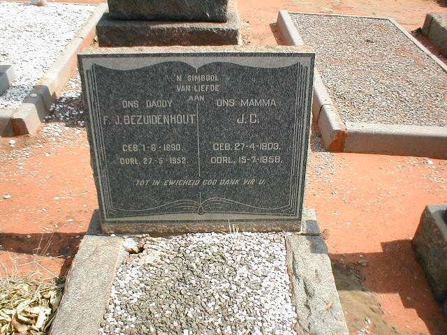 BEZUIDENHOUT F.J. 1890-1952 &amp; J.C. 1903-1958