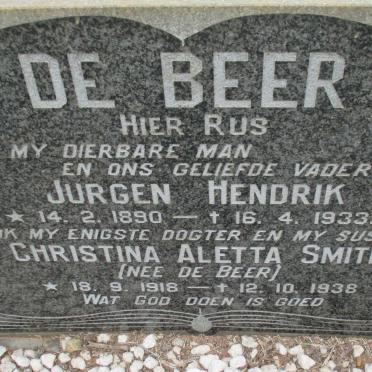 BEER Jurgen Hendrik, de 1890-1933 :: SMITH Christina Aletta nee DE BEER 1918-1938
