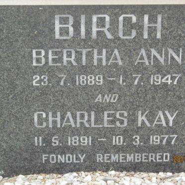 BIRCH Charles Kay 1891-1977 &amp; Bertha Ann 1889-1947