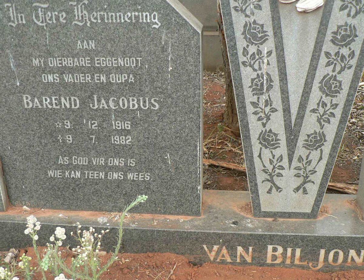 BILJON Barend Jacobus, van 1916-1982