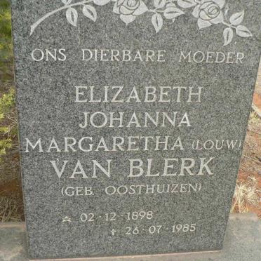 BLERK Elizabeth Johanna Margaretha, van voorheen LOUW nee OOSTHUIZEN 1898-1985