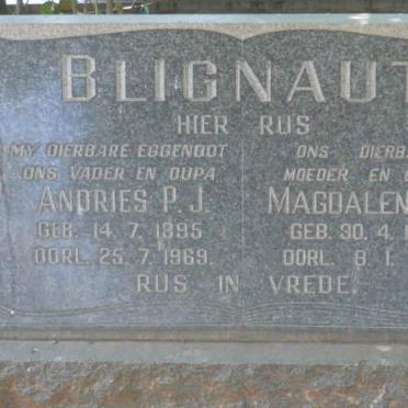 BLIGNAUT Andries P.J. 1895-1969 &amp; Magdalena C. 1896-1974