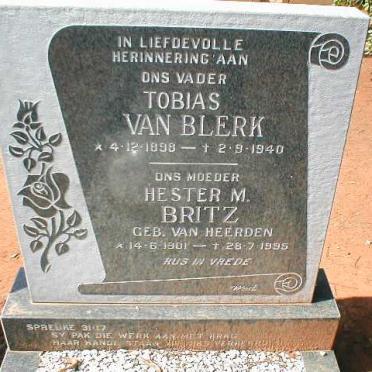 BLERK Tobias, van 1898-1940 &amp; BRITZ Hester M. nee VAN HEERDEN 1901-1995