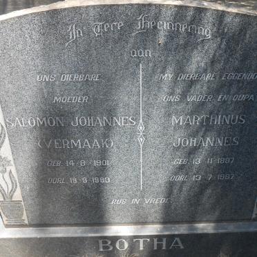 BOTHA Marthinus Johannes 1897-1967 &amp; Salomon Johannes VERMAAK 1901-1983