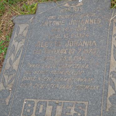BOTES Antonie Johannes 1864-1924 &amp; Aletta Johanna 1870-1949