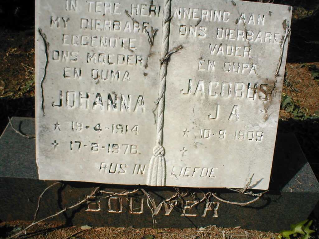 BOUWER Jacobus J.A. 1909-  &amp; Johanna 1914-1976