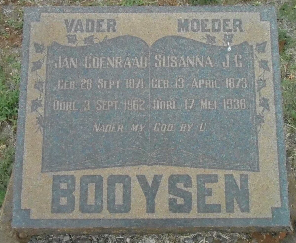 BOOYSEN Jan Coenraad 1871-1962 &amp; Susanna J. C. 1873-1936
