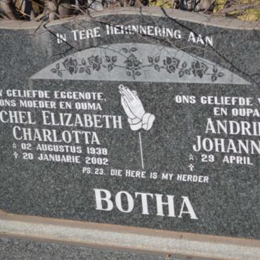 BOTHA Andries Johannes 1935- &amp; Rachel Elizabeth Charlotta 1938-2002