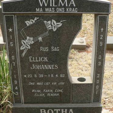 BOTHA Ellick Johannes 1939-1982 :: BOTHA Wilma 1943-2001
