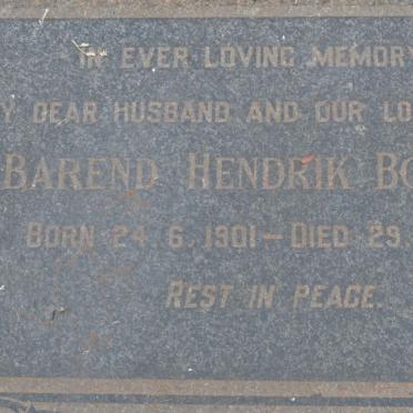 BOTHMA Barend Hendrik 1901-1952