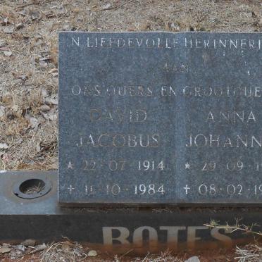 BOTES David Jacobus 1914-1984 &amp; Anna Johanna 1916-1992