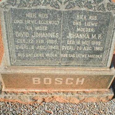 BOSCH David Johannes 1889-1948 &amp; Johanna M.P. 1889-1960
