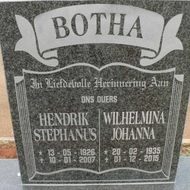BOTHA Hendrik Stephanus 1926-2007 &amp; Wilhelmina Johanna 1935-2015