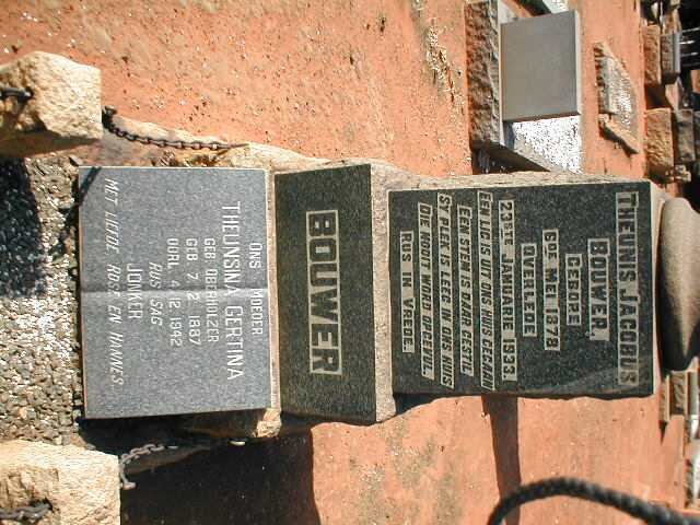 BOUWER Theunis Jacobus 1878-1933 &amp; Theunsina Gertina OBERHOLZER 1887-1942