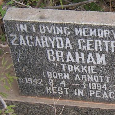 BRAHAM Zagaryda Gertryda nee ARNOTT 1942-1994