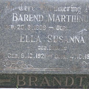 BRANDT Barend Marthinus 1908- &amp; Ella Susanna BEUKES 1921-1957