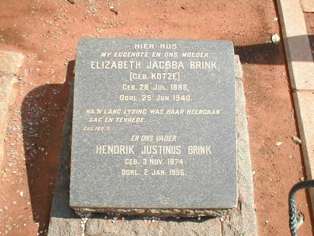 BRINK Hendrik Justinus 1874-1956 &amp; Elizabeth Jacoba KOTZE 1888-1940