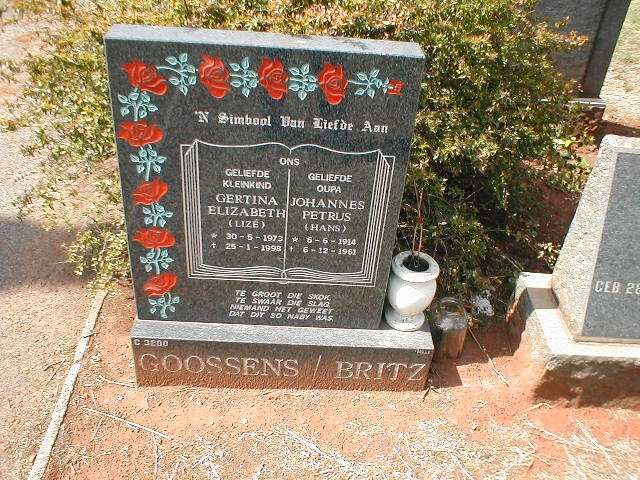 BRITZ Johannes Petrus 1914-1961 :: GOOSSENS Gertina Elizabeth 1973-1998