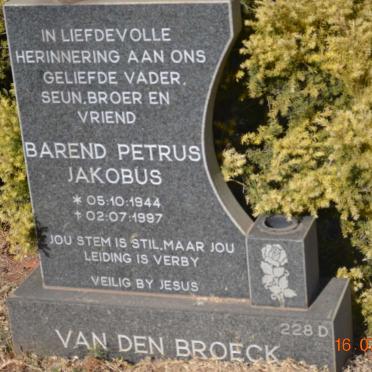 BROECK Barend Petrus Jakobus, van den 1944-1997