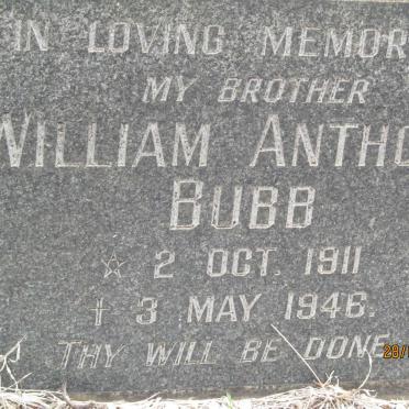 BUBB William Anthony 1911-1946