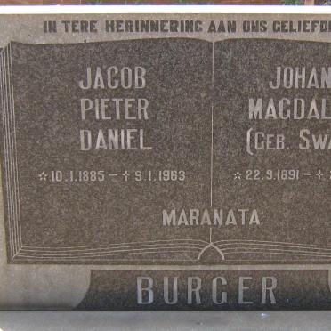 BURGER Jacob Pieter Daniel 1885-1963 &amp; Johanna Magdalena SWART 1891-1962