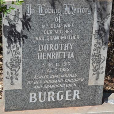 BURGER Dorothy Henrietta 1916-1982