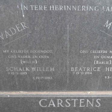 CARSTENS Schalk Willem 1913-1982 &amp; Beatrice Hendrina 1914-1997