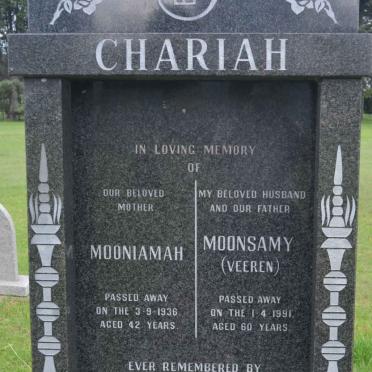 CHARIAH Moonsamy -1991 &amp; Mooniamah -1936