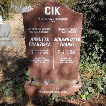 CIK Johann Otto 1930-2008 :: CIK Annette Franziska 1961-1994