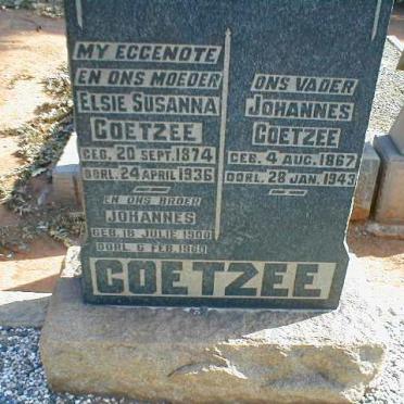 COETZEE Johannes 1867-1943 &amp; Elsie Susanna 1874-1936 :: COETZEE Johannes 1900-1960