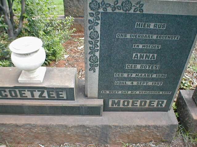 COETZEE Anna nee BOTES 1896-1957