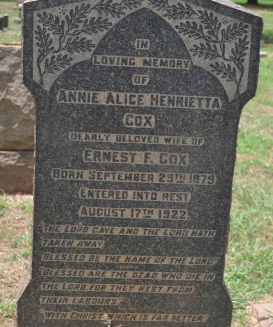 COX Annie Alice Henrietta 1879-1922