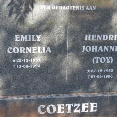 COETZEE Hendrik Johannes 1933-1996 &amp; Emily Cornelia 1937-1994